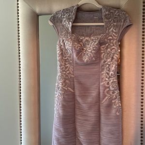 Sue Wong Dress Wedding Grey Silver Embroidered 2 Mother Bride Groom MSRP $378